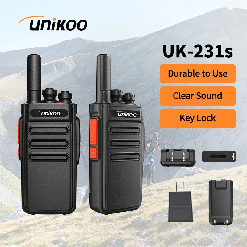 UNIKOO UK231S Walkie Talkie 2 pcs Mini  Handheld Two Way Radio Portable Communication Equipment PTT Radio for Camping